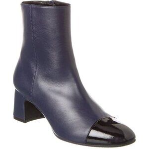 NWT Stuart Weitzman Milla Cap Toe Blue Leather Ankle Boots Sz 6.5